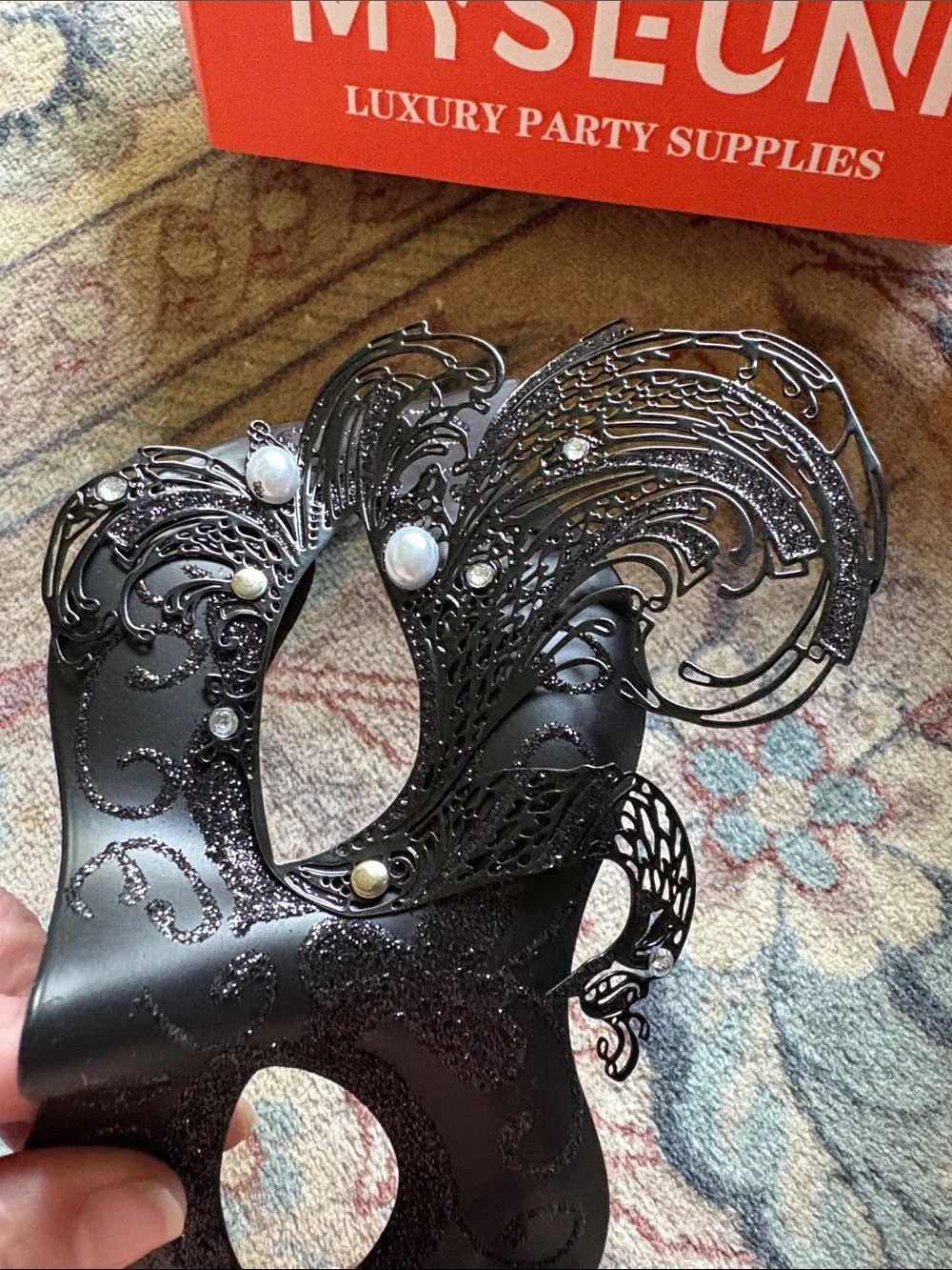 NWT Black Venetian Masquerade Mardi Gras Couples Masks